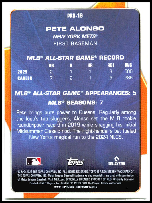 2026 Topps Celebration Perennial All Stars #PAS-19 Pete Alonso New York Mets