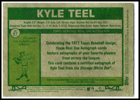 2026 Topps Heritage Real One Autographs #ROA-KT Kyle Teel Auto Chicago White Sox