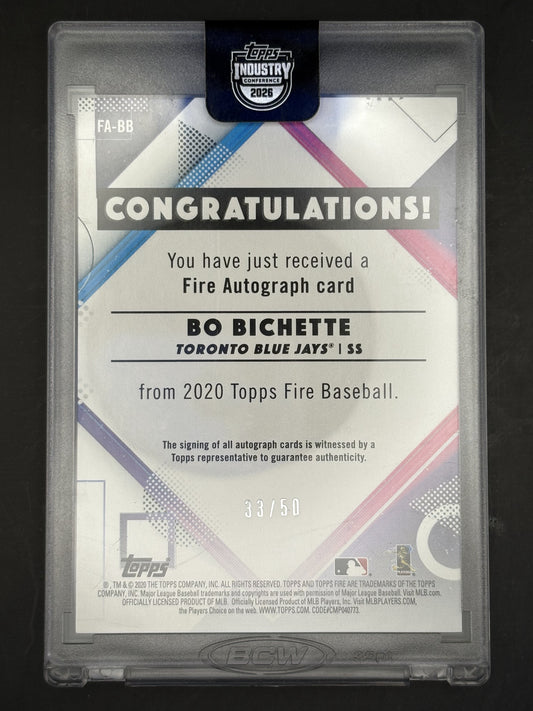 2020 Finest Finest Autographs Gold Refractor #FA-BB Bo Bichette Auto Toronto