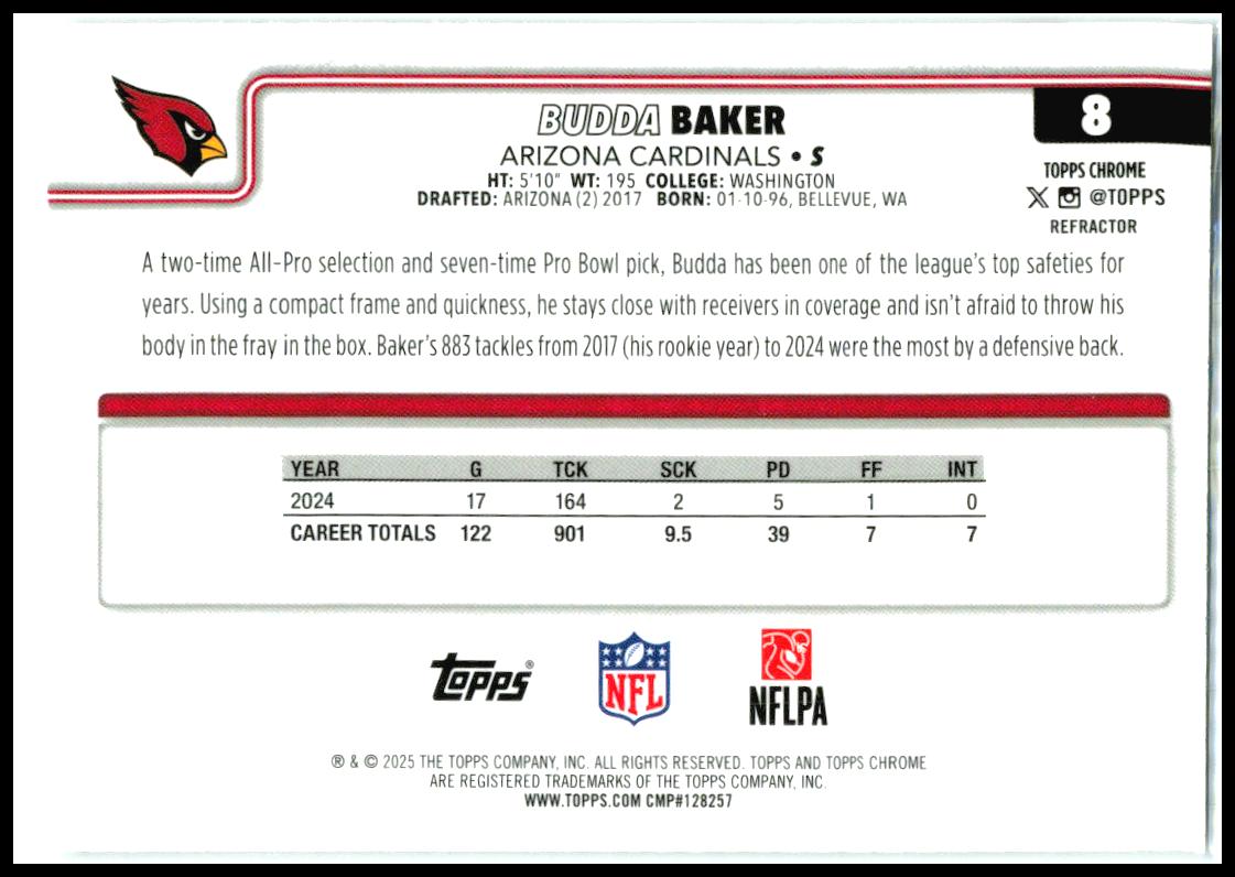 2025 Topps Chrome Refractor #8 Budda Baker