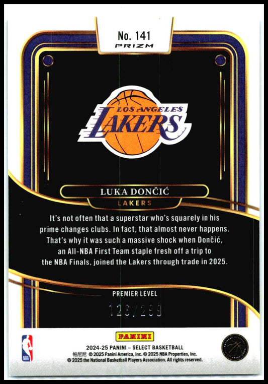 2024-25 Panini Select Light Blue Prizm #141 Luka Doncic #/299 Los Angeles Lakers