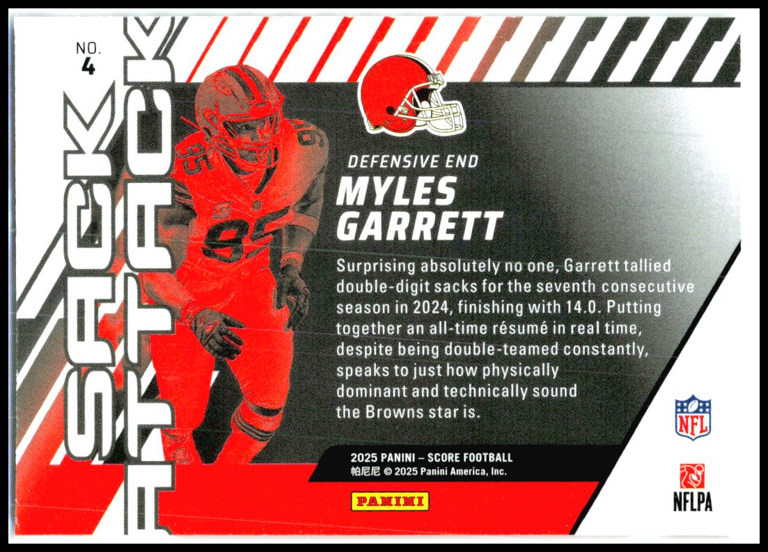 2025 Score Sack Attack #4 Myles Garrett Cleveland Browns