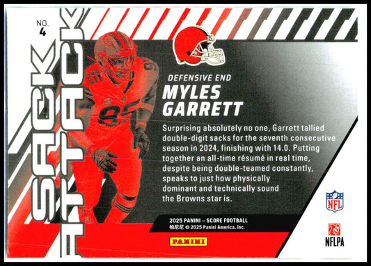 2025 Score Sack Attack #4 Myles Garrett Cleveland Browns