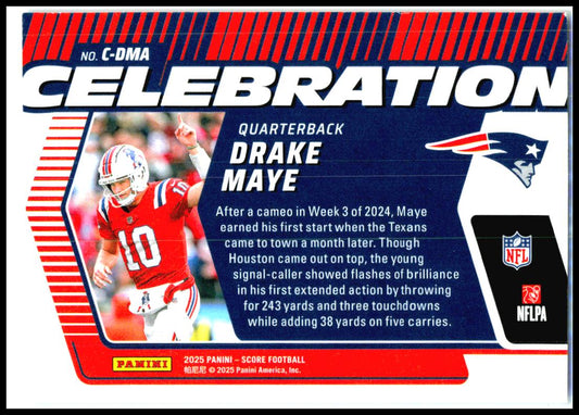 2025 Score Celebration Red #C-DMA Drake Maye New England Patriots