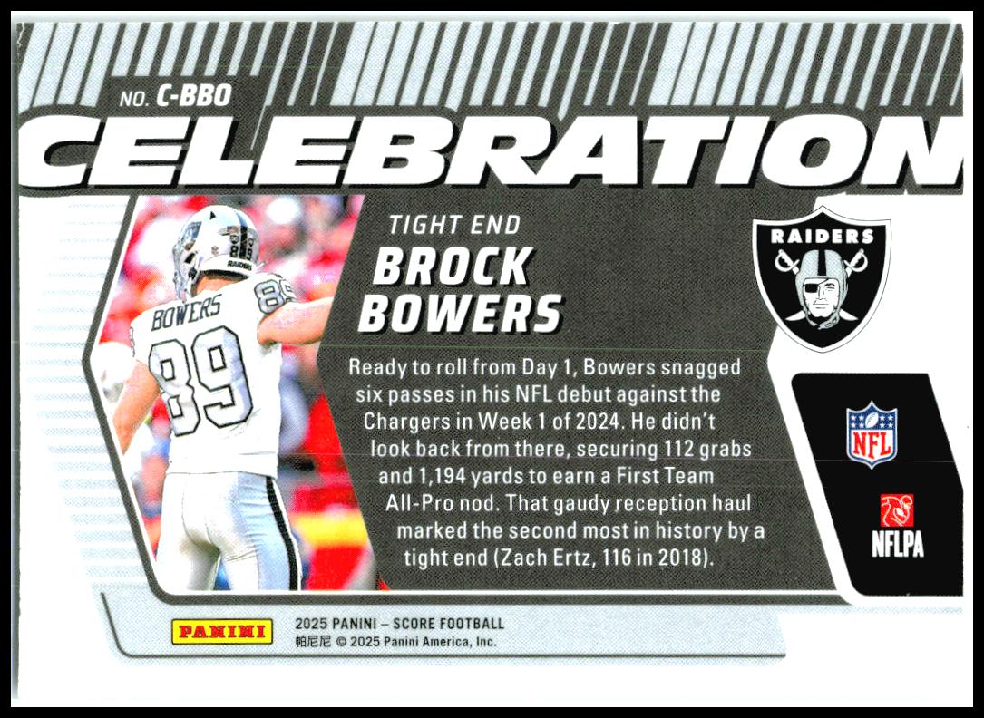 2025 Score Celebration #C-BBO Brock Bowers Las Vegas Raiders