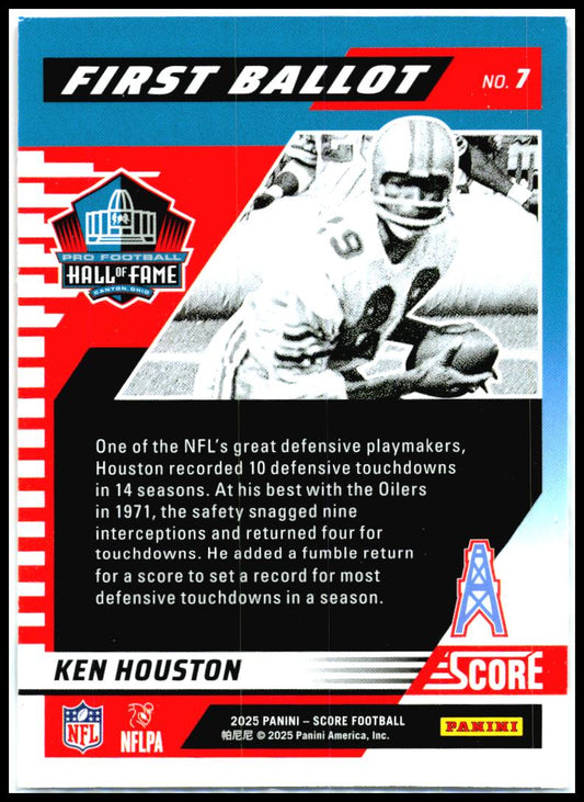 2025 Score First Ballot #7 Ken Houston Houston Oilers