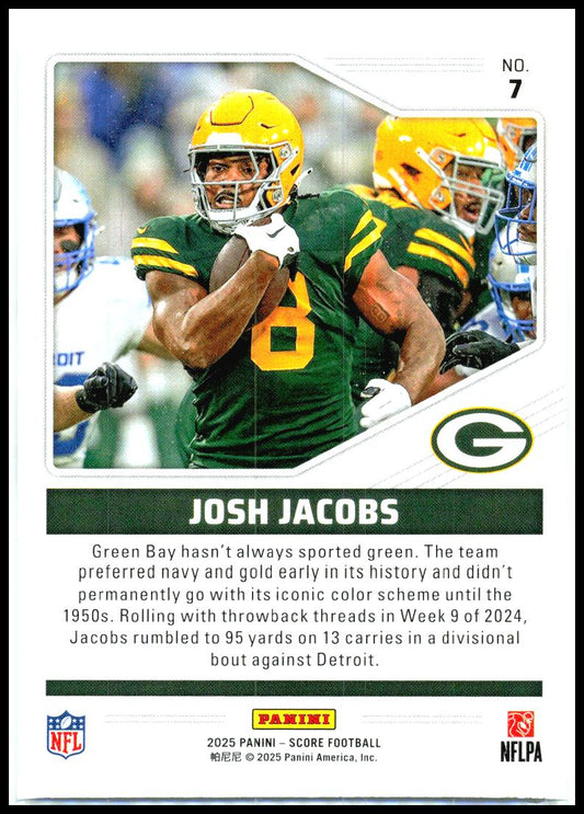 2025 Score Throwbacks #7 Josh Jacobs Green Bay Packers