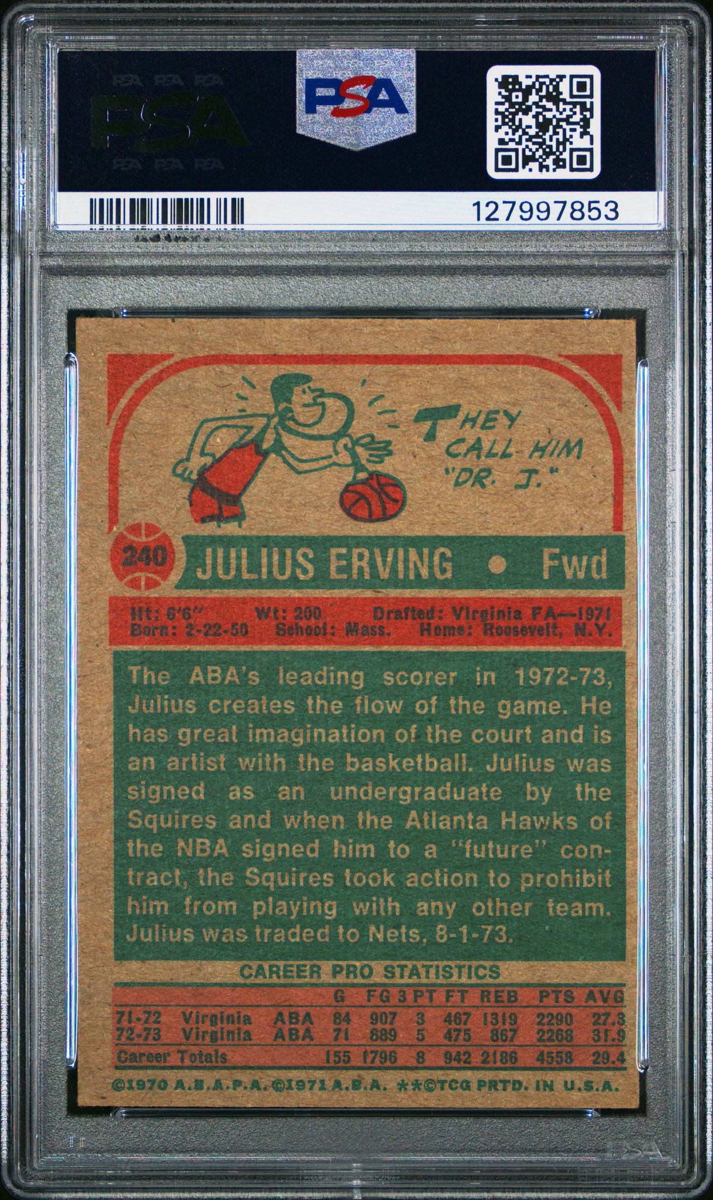 1973 Topps #240 Julius Erving