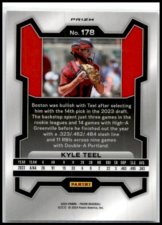 2024 Panini Prizm Silver Prizms #178 Kyle Teel Boston Red Sox