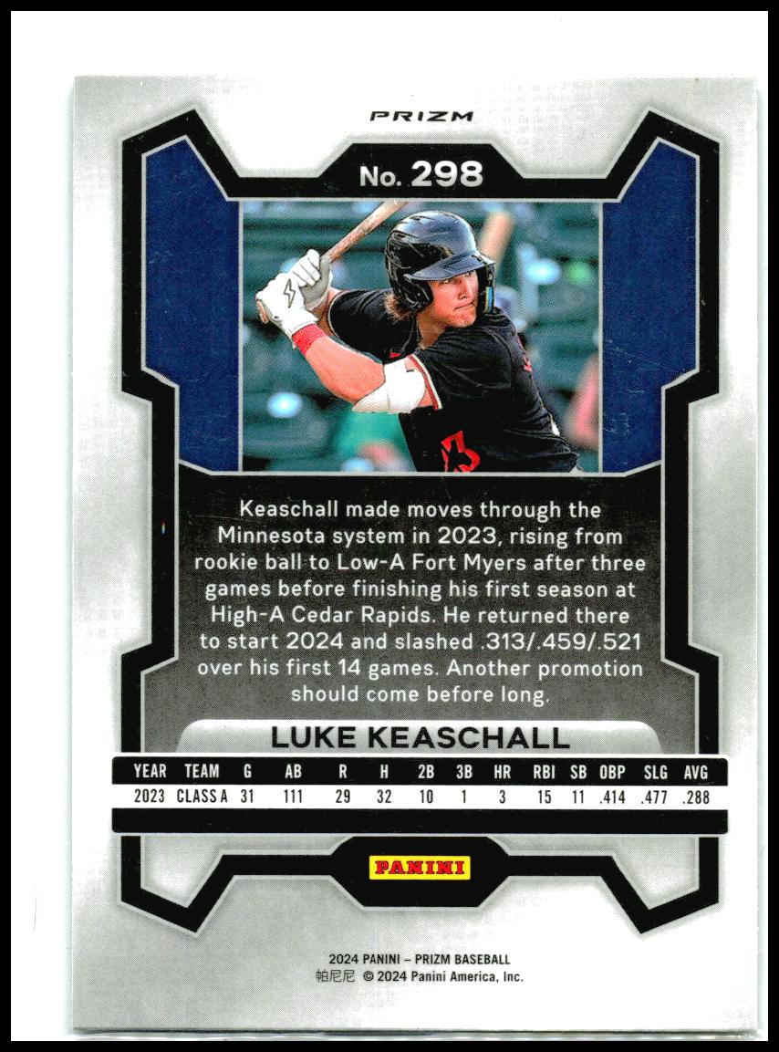 2024 Panini Prizm Silver Prizms #298 Luke Keaschall Minnesota Twins