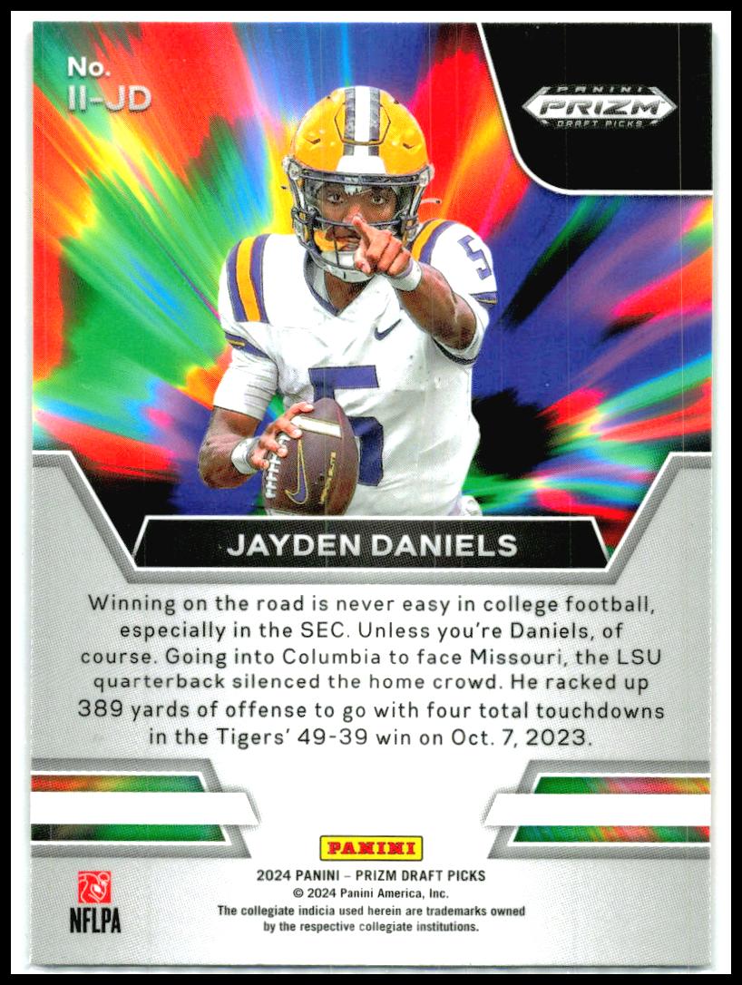 2024 Prizm Draft Picks Green Instant Impact #II-JD Jayden Daniels Washington