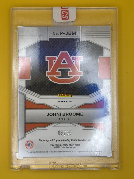 2024 Prizm Draft Picks Penmanship Purple Ice #P-JBM Johni Broome Auto 76ers