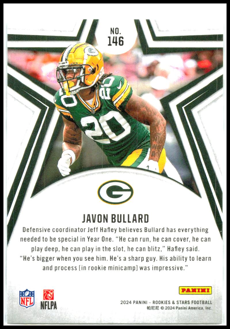 2024 Panini Rookies & Stars #146 Javon Bullard Rookie Green Bay Packers