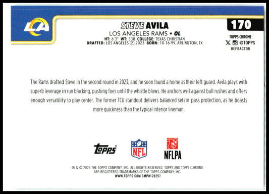 2025 Topps Chrome Refractor #170 Steve Avila Los Angeles Rams