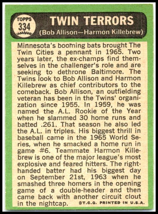 1967 Topps #334 Twin Terrors Minnesota Twins