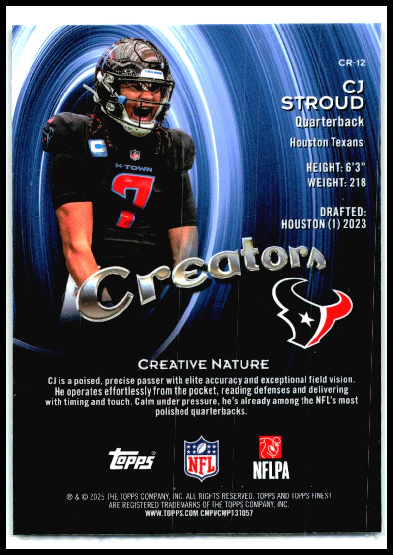 2025 Topps Finest Creatorn Sky Blue #/150 #CR-12 CJ Stroud Texans