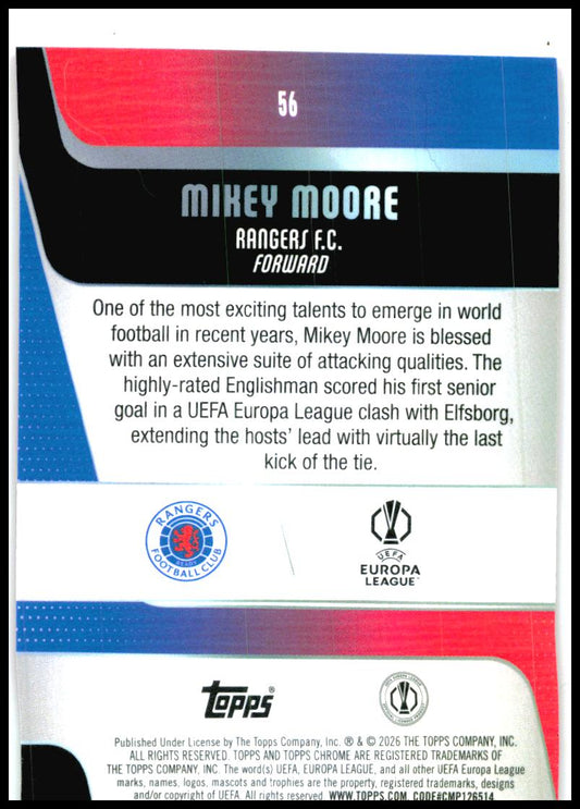 2025-26 Topps Chrome UEFA Club Pink Lava Refractor #56 Mikey Moore Glasgow