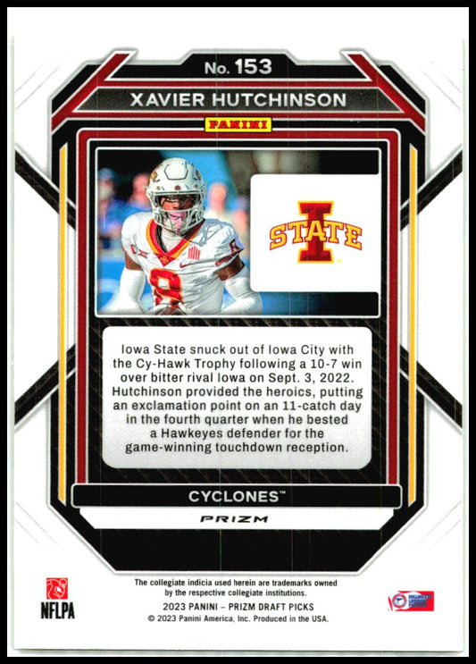 2023 Panini Prizm Draft Picks Prizms Gold Ice #153 Xavier Hutchinson Iowa State