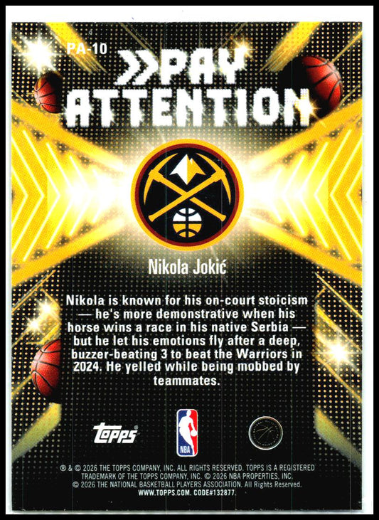 2025-26 Hoops pay attention #PA-10 Nikola Jokić
