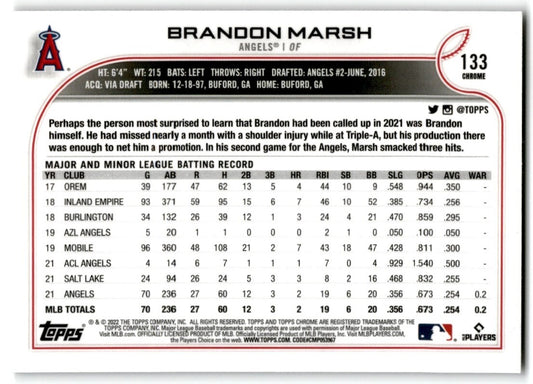 2022 Topps Chrome Prism Refractor Brandon Marsh Rookie Los Angeles Angels #133