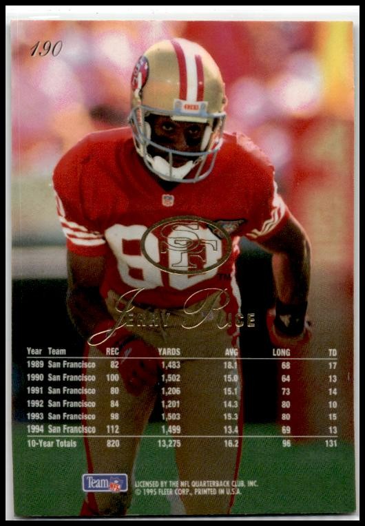 1995 Flair #190 Jerry Rice San Francisco 49ers