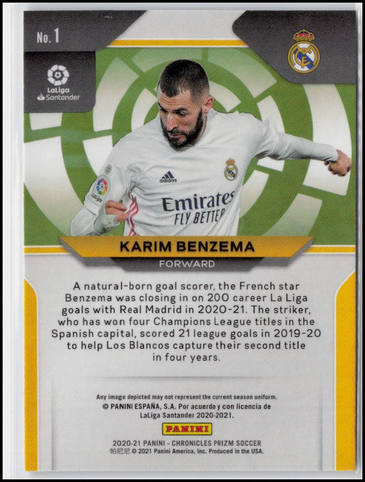 2020-21 Panini Chronicles - Prizm La Liga #1 Karim Benzema
