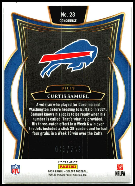 2024 Panini Select Red Prizm Shock #23 Curtis Samuel #/249 Buffalo Bills
