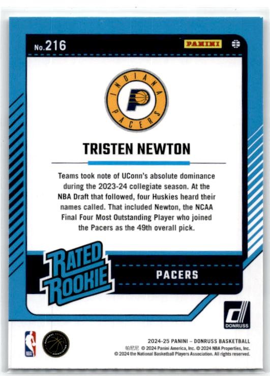 2024-25 Donruss #216 Tristen Newton Rookie Indiana Pacers