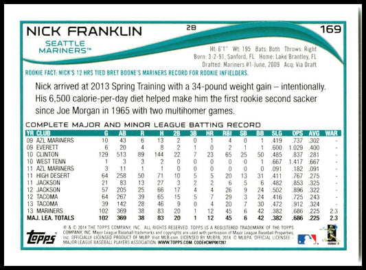 2014 Topps #169 Nick Franklin Seattle Mariners