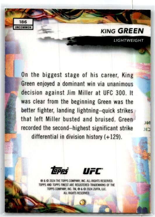 2024 Topps Finest UFC Aqua Glitter Refractors #186 King Green