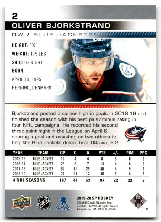 2019-20 SP Oliver Bjorkstrand Columbus Blue Jackets #2