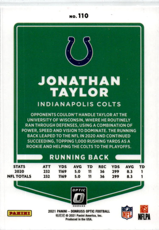 2021 Donruss Optic #110 Jonathan Taylor Indianapolis Colts