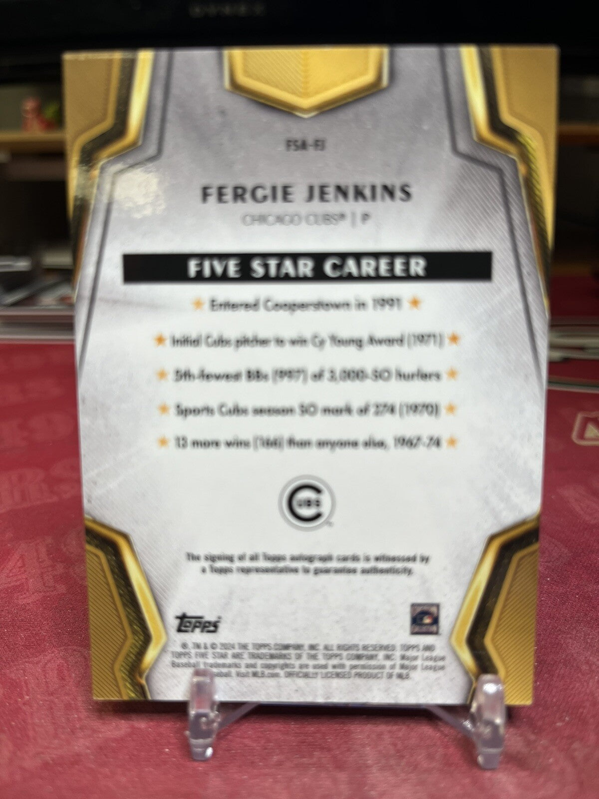 2024 Topps Five Star #FSA-FJ Fergie Jenkins Auto Chicago Cubs