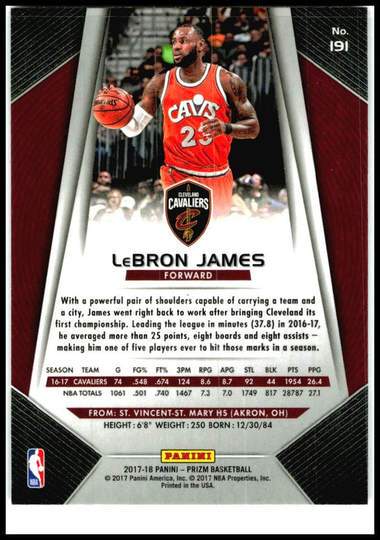 2017-18 Panini Prizm #191 LeBron James Cleveland Cavaliers