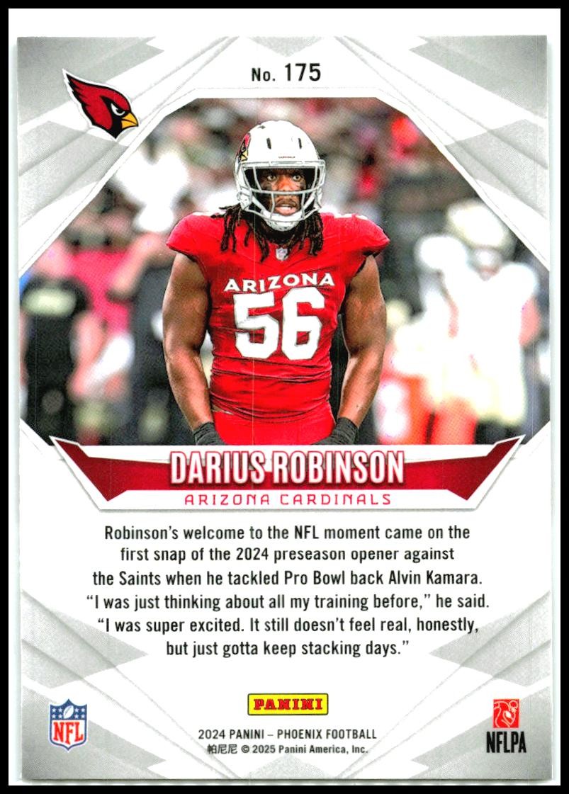 2024 Panini Phoenix #175 Darius Robinson Rookie Arizona Cardinals