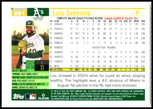 2025 topps archives Aqua Scope Foilboard #261 Luis Severino /75