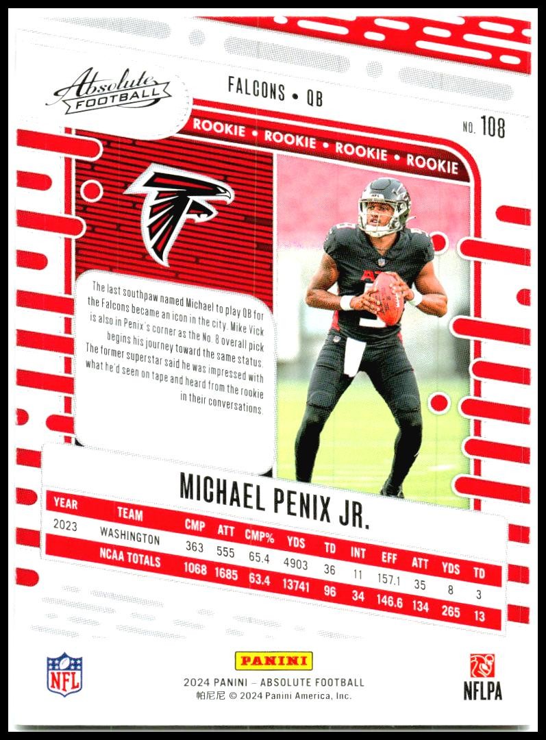 2024 Panini Absolute #108 Michael Penix Jr. Atlanta Falcons
