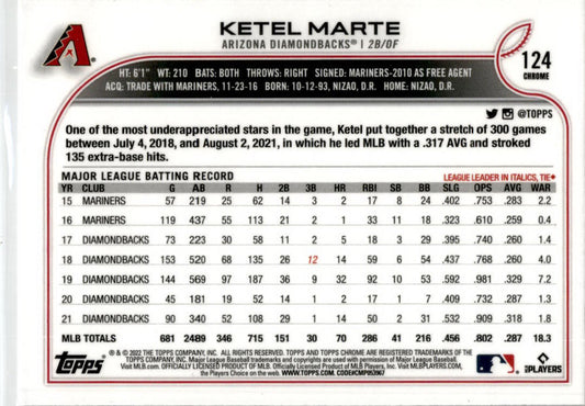 2022 Topps #275 Ketel Marte Arizona Diamondbacks