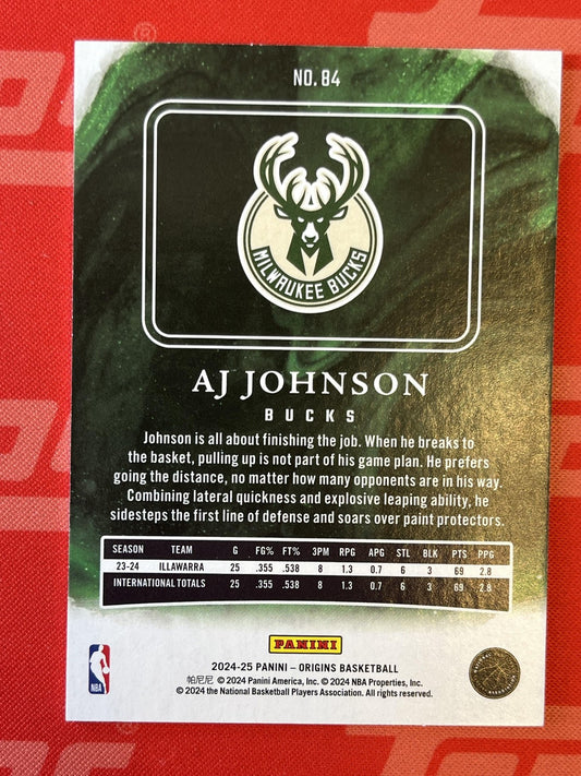2024-25 Panini Origins #84 AJ Johnson Rookie Milwaukee Bucks