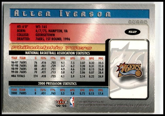 2000-01 Fleer Futures #52 Allen Iverson Philadelphia 76ers