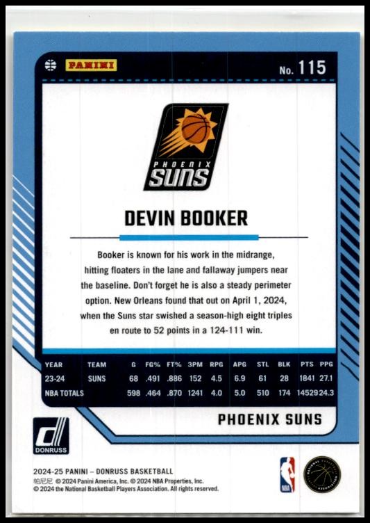 2024-25 Donruss Yellow Flood #115 Devin Booker Phoenix Suns