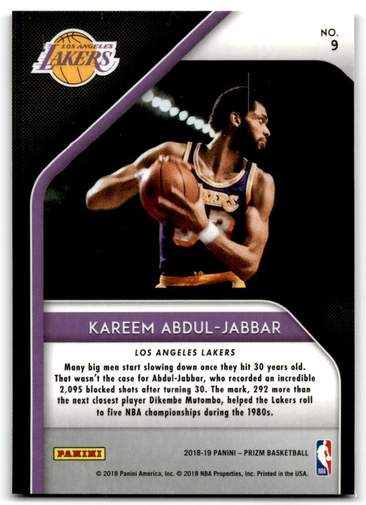2018-19 Panini Prizm Hall Monitors Kareem Abdul-Jabbar Los Angeles Lakers #9