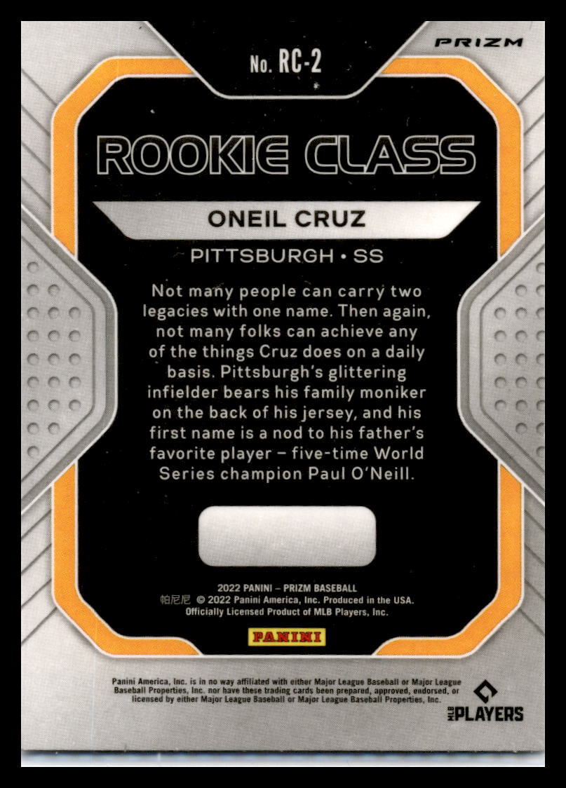 2022 Panini Prizm Silver #RC-2 Oneil Cruz Pittsburgh Pirates