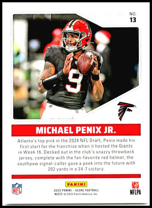 2025 Score Throwbacks Gold #13 Michael Penix Jr. Atlanta Falcons