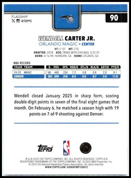 2025-26 Topps Sandglitter #90 Wendell Carter Jr. Orlando Magic