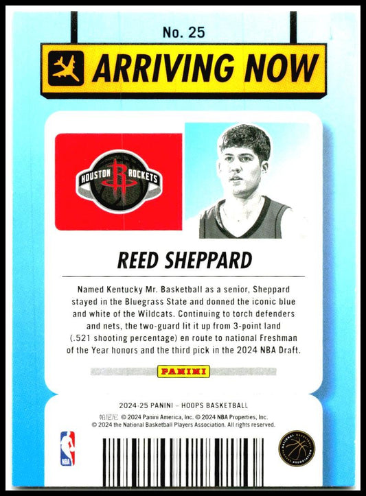 2024-25 Hoops Arriving Now #25 Reed Sheppard Houston Rockets