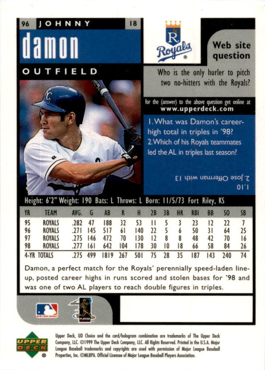 1999 UD Choice #96 Johnny Damon Kansas City Royals