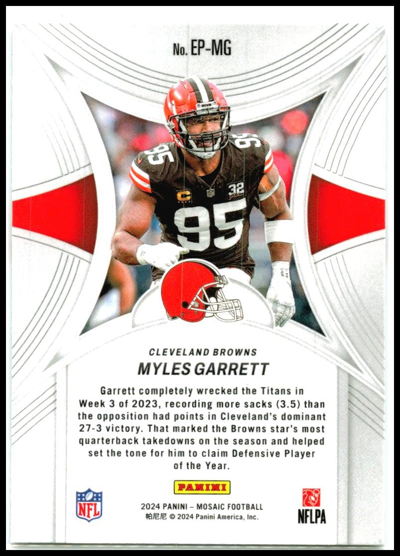 2024 Panini Mosaic Epic Performers #EP-MG Myles Garrett Cleveland Browns