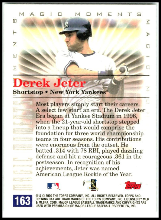 2000 Topps Opening Day #163 Derek Jeter New York Yankees