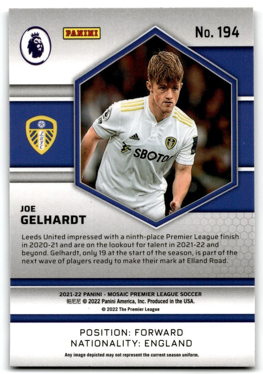 2021 2021-22 Panini Mosaic Premier League Joe Gelhardt Rookie Leeds United #194
